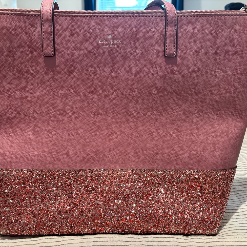 Kate Spade Pink Tote Bag with Glitter Accents